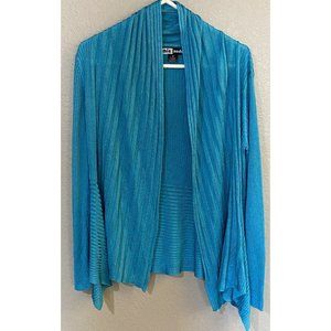 Jamie Sadock Women's Medium Long Sleeve Open Front Cardigan Golf Sweater Teal
